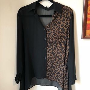 Black & Leopard Blouse